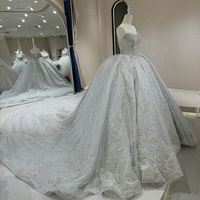 Robe de mariée vintage royale Jancember pour femme, style moderne avec traîne chapelle, ornée de cristaux et d'appliques en dentelle