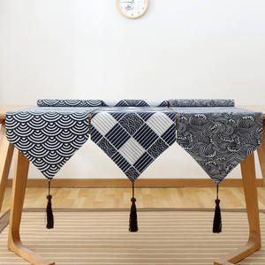Nappe de table <span class=keywords><strong>en</strong></span> <span class=keywords><strong>lin</strong></span> <span class=keywords><strong>et</strong></span> coton de style japonais, motif quadrillé, tapis de thé, nappe vintage zen, set de table pour dîner à la maison - Product Image 1