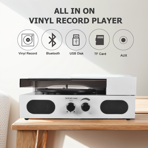 All In <span class=keywords><strong>On</strong></span> Record Player moderne haut de gamme en bois 3 vitesses lp tourne-disque à aiguilles pour phonographe multiple - Product Image 2