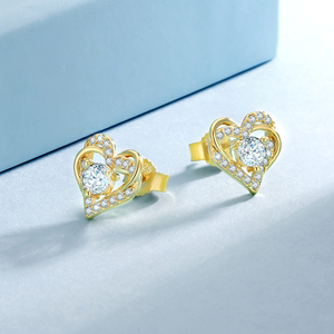 Pendientes de Plata de Ley S925 con Baño de Oro de 14K y Moissanita Redonda de Corte Brillante, Certificados por GRA, para Mujer - Product Image 5