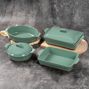 Bandeja para <span class=keywords><strong>Hornear</strong></span> de Cerámica de Color Sólido con Tapa, Apta para Calentar <span class=keywords><strong>en</strong></span> el Horno Doméstico. - Product Image 1