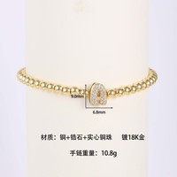 Bracelet en perles de cuivre avec breloque alphabet zircone plaqué or 18 ct personnalisé Bracelet en lettres initiales à bulles 3D pour cadeau de Noël
