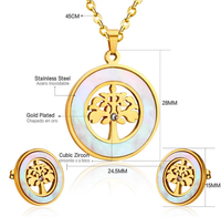 Parure de bijoux de mariage tendance pour fête et fiançailles, vente en gros, collier pendentif coquillage et boucles d'oreilles clous