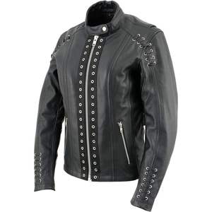 2025 Veste en cuir noir de qualité supérieure pour femmes pour motocyclistes LKL27007 avec doublure zippée petite taille - Product Image 5