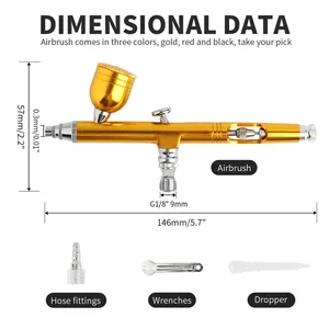 Aérographe double action à alimentation par gravité, buse de 0,3 mm, pistolet en aluminium, pour décoration de gâteaux, maquillage, nail art, capacité 7CC, version améliorée - Product Image 2