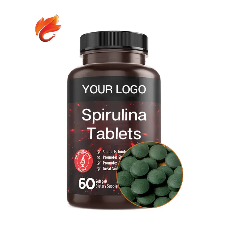 Comprimés de spiruline biologique naturelle verte chinoise certifiée halo de marque privée 500Mg en vrac