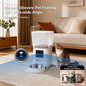 เครื่องให้อาหารสัตว์เลี้ยงอัตโนมัติ Bowl View ความจุ 5.5 ลิตร พร้อมกล้องวิดีโอ ควบคุมผ่านแอพ บันทึกเสียงได้ 15 วินาที สำหรับสัตว์เลี้ยงพันธุ์ใหญ่ - Product Image 2