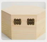 Boîte de rangement pour bijoux naturelle non finie, petite, artisanale, avec fermoir métallique, boîte en bois hexagonale, OEM/ODM