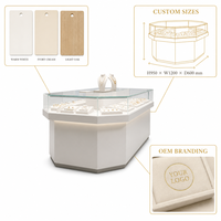 Vitrine à bijoux en verre large sur mesure avec éclairage LED, cadre en acier inoxydable, vitrine écologique pour magasin de détail