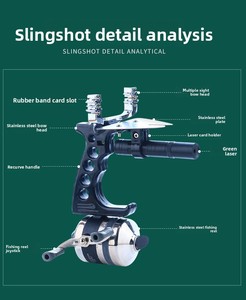 Meslek fabrikada yüksek kaliteli lazer balıkçılık sapan Set profesyonel avcılık güçlü çelik bileşik yay sapan silah - Product Image 6