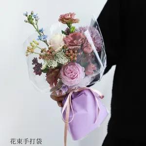 Özelleştirilebilir büyük ve küçük desen toptan çiçek buketi gül çanta dekorasyon şeffaf opp kol