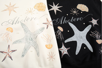 Sweat à capuche oversize personnalisé avec imprimé étoile de mer marine, style vintage, épaules tombantes, unisexe, streetwear, en stock, MOQ 1 pièce