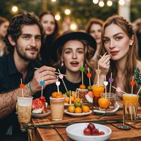 120 pièces de 5,9 pouces (environ) Cure-dents en forme de cœur en bambou doré de 15,0 cm pour cocktails et apéritifs, pour la Saint-Valentin, les propositions de mariage