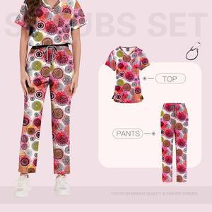 Combinaison de travail en polyester respirant imprimé médical pour <span class=keywords><strong>clinique</strong></span> Salon de beauté médecin infirmière pour animaux de compagnie pour le travail environnement de <span class=keywords><strong>clinique</strong></span> mince - Product Image 2