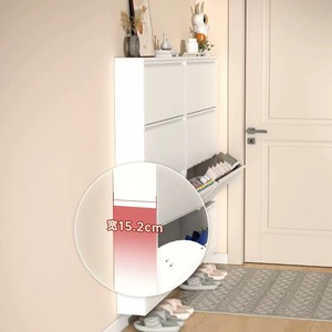 Zapatero Blanco Marfil de 80 cm de Ancho, Cuatro Niveles, Ahorro de Espacio, Estilo Nórdico Minimalista, Mueble de Almacenamiento Metálico para Entrada - Product Image 1