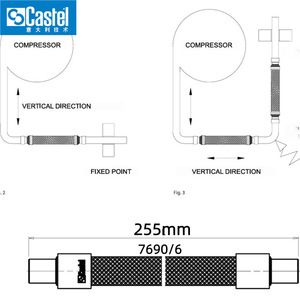 ท่อซับแรงสั่นสะเทือน Castel รุ่น 7690/5 ขนาด 255 มม. สำหรับคอมเพรสเซอร์ทำความเย็น - Product Image 2