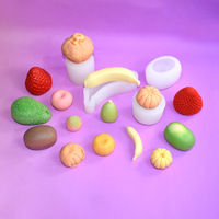 Moule en silicone pour fruits 3D DIY, pomme, orange, banane, avocat, mûre, pour la pâtisserie de desserts