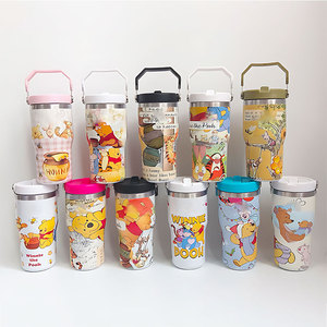 Cute Cartoon Bear and Honey Pot Pattern Stainless Steel Insulated Tumbler with Handle Double Wall Vacuum Travel Mug for Kid - Product Image 1