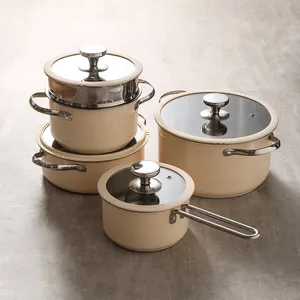 新しいスタイルの低価格の鍋とフライパンステンレス鋼の調理器具セットステンレス鋼の調理鍋セット