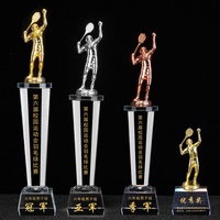 Trophées et médailles de badminton personnalisés Oneway Golden – Gravure de logo personnalisé, design pyramidal en cristal – Tendance mode, métal multi-impression
