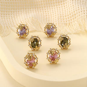 Pulsera de perlas de flores de Color a la moda, Material de joyería, bolsa de 18K, cuentas de tres filas de circonio de Color ovalado con incrustaciones de oro - Product Image 4