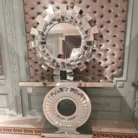 Table console de salon moderne de luxe en miroir argenté, nouvelle conception, haute qualité, vente chaude, Guanding MDF+Miroir Argenté Source