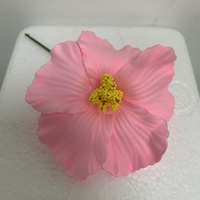 Fleur d'hibiscus artificielle R-16 Real Touch en PU, type Rosa-Sinensis, pour la décoration florale DIY, fêtes, mariages et maison