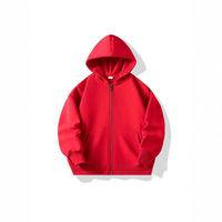 Sweat à capuche zippé pour enfants, doublé polaire, coupe ample, décontracté, couleur unie, avec logo personnalisé, collection automne-hiver
