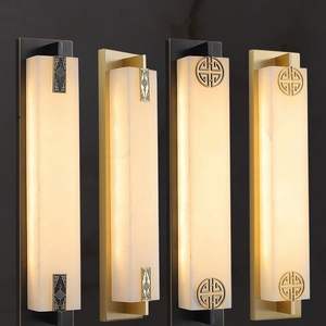 Modern Chinese Style All-Copper <b>LED</b> Wall Lamp Marble Finish Dimmable for Living Room TV Background Bedroom Staircase Hallway - Product Image 2