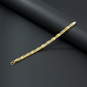 Stylish Luxury 22K Gold Jewelry for Daily Wear Gold <b>Mens</b> Bracelet with Textured Studded Link Design Premium Finish - Product Image 2