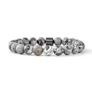 F236 Natur karte Edelstein Hochwertiger Designer Herren Stein Anpassbare Perlen Klassisch 8mm Fügen Sie ein Perlen armband für Geschenke hinzu