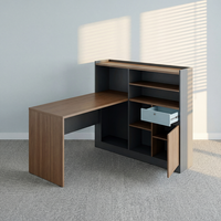 Bureau en L en bois au prix d'usine, poste de travail moderne pour la maison et le bureau avec étagère de rangement et meuble pour ordinateur