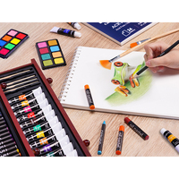 Ensemble d'art pour enfants ZMOL 175 pièces Boîte en bois avec crayons, peintures acryliques et crayons de couleur - Couleurs personnalisées