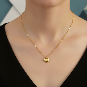 Collana Girocollo in Acciaio Inossidabile 316L Color Oro con Ciondolo a Cuore, Gioielli alla Moda, Regalo per Feste - Product Image 3