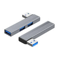 Hub USB en ángulo recto de 90 grados, 3 puertos, velocidad de 5 Gbps, base en forma de L de aluminio para ordenador portátil, PC, escritorio, Hub USB 3.0