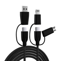 5A 100W Câble USB de données de charge rapide multifonctionnel 6 en 1 à courant élevé pour Iphoine Android