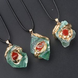 Colgante de piedra original de cristal dorado súper grande con accesorios de collar irregulares de cristal multicolor - Product Image 5