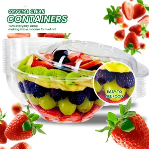 Ingrosso 24 Oz 32 Oz nuovo Eco Friendly usa e getta chiaro ciotola di insalata di frutta fresca ciotole di Yogurt Pet con coperchio Set