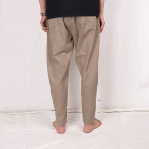 <span class=keywords><strong>Pantaloni</strong></span> Casual da uomo personalizzati <span class=keywords><strong>pantaloni</strong></span> di <span class=keywords><strong>lino</strong></span> in cotone leggero con elastico in vita con chiusura a metà vita - Product Image 4