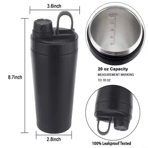 Bouteille d'eau thermos double paroi en acier inoxydable sublimation Gym Shaker 20oz avec logo personnalisé 600ml