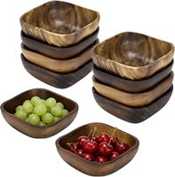Bol carré en bois d'acacia, idéal pour salades, snacks, nouilles et fruits – Accessoire de table pour fêtes