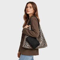 Sac à main pour femme tendance en gros, sac hobo imprimé léopard grande capacité avec portefeuille, sac à bandoulière de créateur