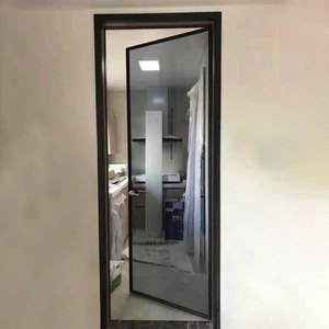 Porte coulissante minimaliste à cadre étroit pour toilettes et cuisine, porte en verre à ouverture plate en aluminium, style moderne et minimaliste - Product Image 3