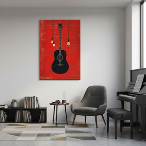 Modern Music Room Decor: Minimalist Guitar Printed Canvas Art,<b>WRAPPED</b> CANVAS - Product Image 3