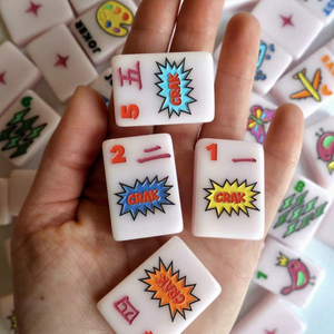 Corey Paige Pink Melamine 160Pcs American Luxury Foldable Mahjong <b>Set</b> Star Carved Tiles Complete Game <b>Set</b> - Product Image 1