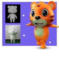 Costume de mascotte d'animal de dessin animé d'Halloween en tissu super doux avec sculpture en mousse de personnage en 3D personnalisée, ventilateur de ventilation, casque pour adulte