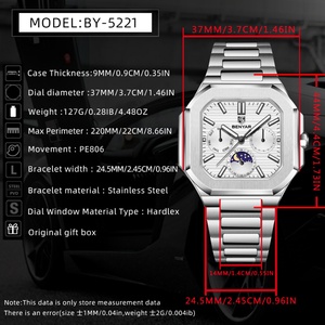 Montres pour hommes BENYAR BY-5221, montre automatique pour homme, montre-bracelet à quartz, montre de luxe haut de gamme pour hommes, miroir saphir, étanche - Product Image 6