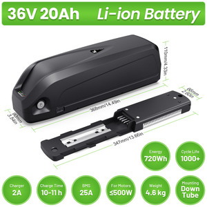 Batterie de vélo électrique en stock dans l'entrepôt européen, batterie de vélo électrique 4 broches, 36V 20Ah 25A BMS, batterie lithium-ion pour vélo électrique - Product Image 1