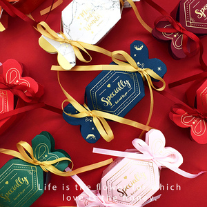 Custom Logo Creative Gold Foil Pentagonal <strong>Heart</strong> Unique <strong>Shape</strong> Wedding Paper Candy <strong>Box</strong> - Product Image 1