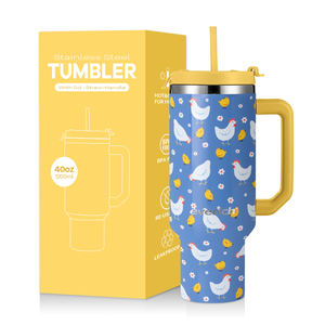 Vaso de 40oz con pajita de doble y tapa para sorbos, taza de viaje de acero inoxidable con aislamiento al vacío reutilizable, sin BPA - Product Image 2